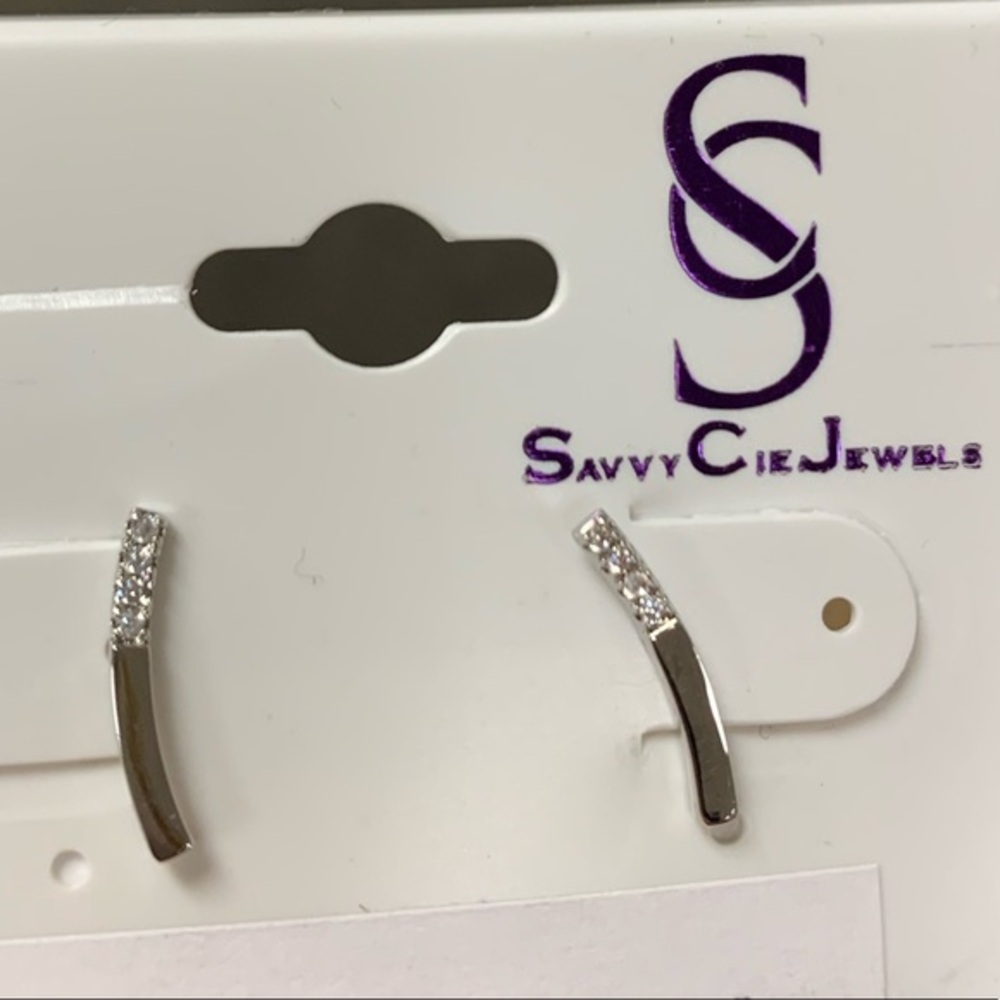 Savvy Cie Sterling Silver🌙 CZ Stud Earrings